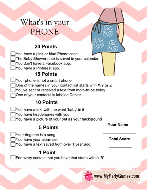 What S In Your Phone Game Printable